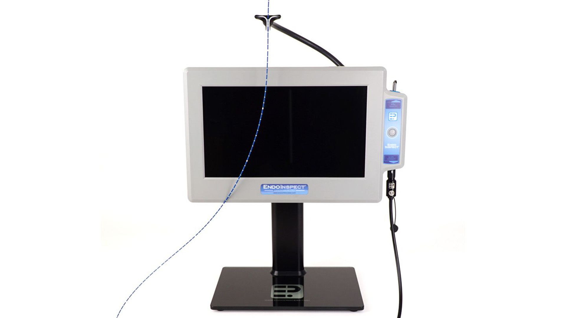 a grey computer monitor on white background