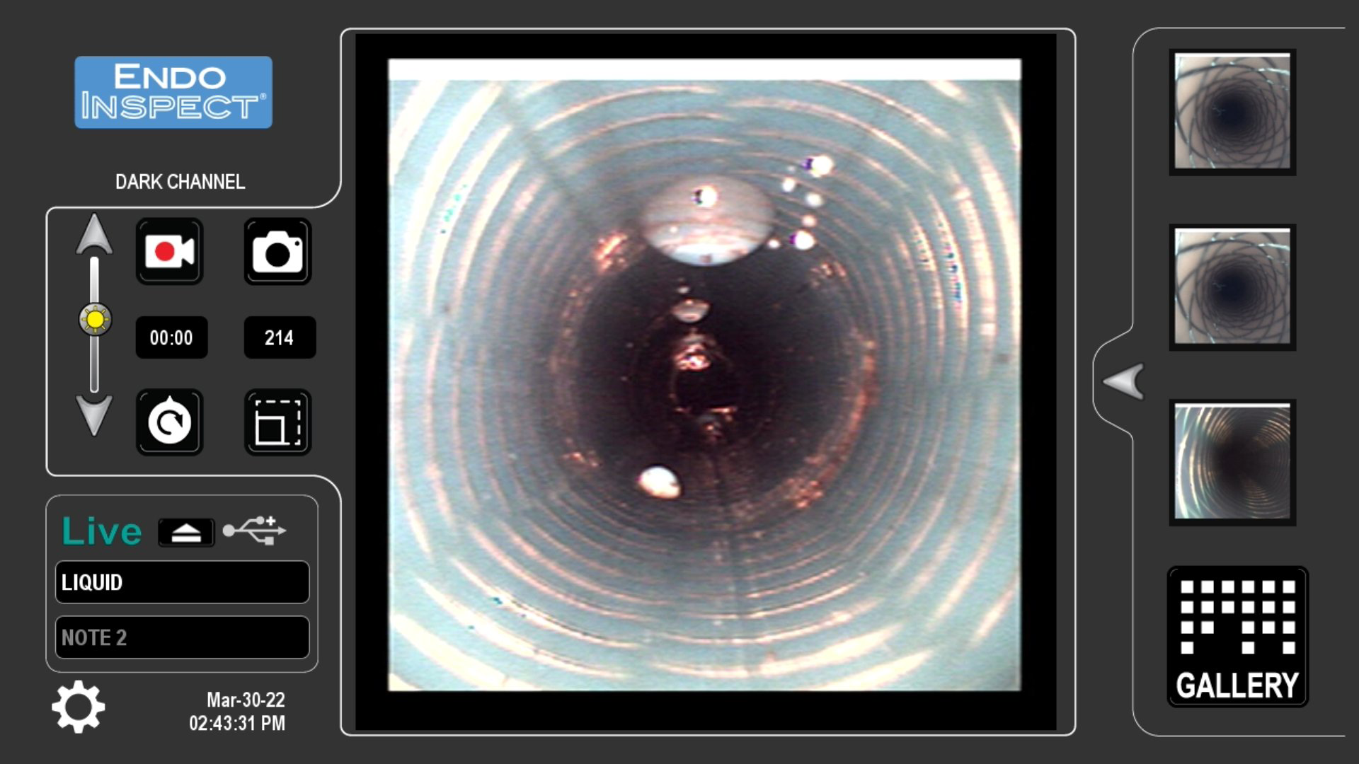 A screenshot of an endoscope viewer screen